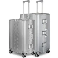 WINLIFE Trolley Hartschalenkoffer M, L, XL Reisekoffer Alu-Rahmen ABS & TSA Schloss, 4 Doppelrollen Rollen, ABS+PC-Hartschale, TSA-Schloss, 360°-Doppelrollen