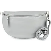 Frentree Umhängetasche Damen aus Echtleder, Made in Italy, Crossbody Schulter/Bauchtasche, mit silbernem Reißverschluss, verstellbarer Schulterriemen, Größe Maxi
