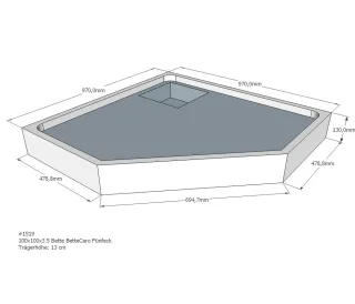 Neuesbad Wannenträger für Bette Caro 100x100x3,5 Fünfeck SD22711