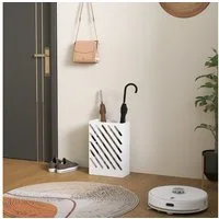 HOMCOM Schirmständer Regenschirmständer Schirmständer mit 4 Haken Wasserauffangschale (Regenschirmhalter für Gehstöcke, Regenschirme, 1 St., Stahl), 28 x 14 x 41 cm, Weiß