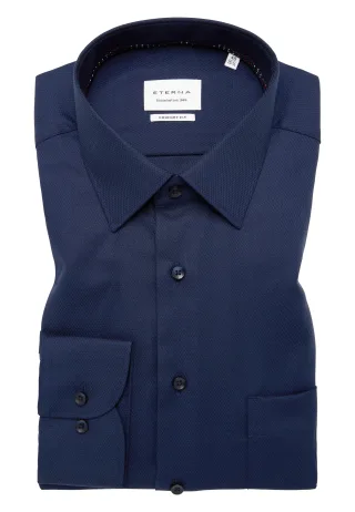 ETERNA - Hemd Natté Langarm navy - Gr. - 45/Langarm - 65cm