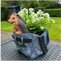 Online-Fuchs Gartenfigur für außen - niedliche Igel mit Blumentopf - Dekofiguren wetterfest, (Pflanzgefäß), aus Polyresin (Kunstharz) gefertigt - für den Innen- und Außenbereich