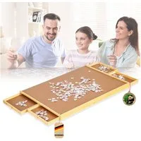 Floordirekt Puzzleunterlage Yukon Puzzletisch für bis zu 1000 Teile mit 4 Schubladen, ideal zum Vorsortieren & Aufbewahren, kompakt und platzsparend