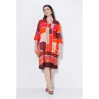 Ulla Popken Jerseykleid Midikleid A-Linie Kelchkragen 3/4-Arm