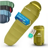 Nordmut Mumienschlafsack 3 Jahreszeiten Sommer Winter, Camping Outdoor, Erwachsene leicht warm (Spar-Set, Schlafsack + Kompressionsbeutel), wasserabweisend, atmungsaktiv, wärmend, YKK 2-Wege, kompakt, Trekking