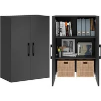 Bellamio Mehrzweckschrank Apol 88 cm hoch (3, Fächer, Schwarz) Büroschrank verfügbar mit & ohne Schublade