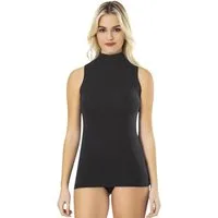 fashionshowcase Shirttop Damen Body mit Stehkragen ärmellos, aus Baumwoll-Modal-Mix (1-tlg) Ohne Ärmel, eng anliegend