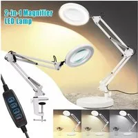 wohnTRAUM24 Lupenlampe LED Lupenleuchte 2-in-1 10X Lupe mit Licht und Ständer mit Klemme, LED fest integriert, Warmweiß bis Kaltweiß, 3 Farbmodi & 10 Helligkeitsstufen, für Lesen, Nähen, Basteln, Senioren