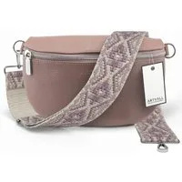ARTVALL Umhängetasche Echtleder Handtasche Brusttasche Crossbody Rosé (Tasche inkl. Taschenband), Leder Bauchtasche klein breiter Schulterriemen abnehmbarer Taschengurt