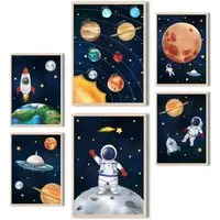 MeinBaby123® Poster Astronauten Bilder Kinderzimmer, Poster Kinderzimmer Deko, Babyzimmer Deko, Wandbilder, Wanddeko,  Astronauten,  Weltall