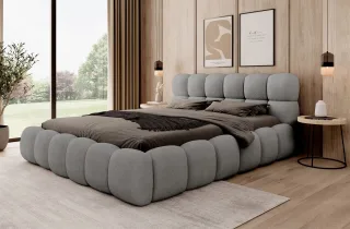 Polsterbett Bett AURELIA 140x200cm in Stoff Ascot Grau / Speed