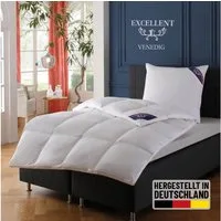 Excellent Daunenbettdecke VENEDIG, Bettdecken für Sommer und Winter, Decke, Füllung: 90% Daunen, 10% Federn, Bezug: 100% Baumwolle, Bettdecke 135x200 cm, 155x220cm und weitere Größen, Made in Germany