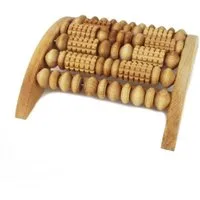 mitienda Massagegerät Fußmassage Gerät mit Rollen aus Holz rechteckig