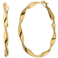 JOBO Paar Creolen gedreht, Edelstahl goldfarben 41 mm