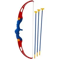 Günther Spielbogen 1550, Pfeil und Bogen Set für Kinder ab 6 Jahren, mit 3 Pfeilen und Zielscheibe, 64,5 cm groß, Bogenschießen, blau/rot