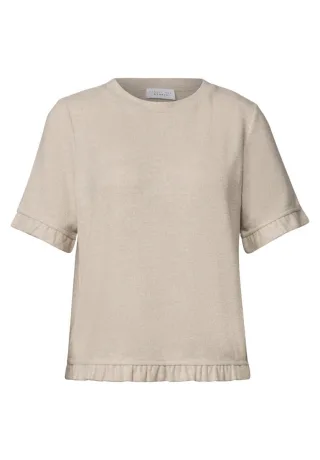 Street One - T-Shirt mit Rüschen beige - Gr. - 36