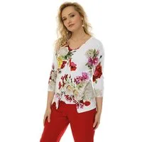 Passioni 2-in-1-Pullover Twinset mit buntem Blumendesign und 3/4 Arm (2er Pack)