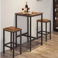 VASAGLE Bartisch mit Barhocker-Set, Esstisch mit 2 Stühlen, Küchentisch klein, Barstühle, für Esszimmer, Küche