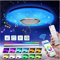 oyajia Deckenleuchte Dimmbar Deckenlampe mit Bluetooth Lautsprecher RGB, Fernbedienung, APP, LED fest integriert, RGB, Tageslichtweiß, LED Deckenleuchte,Ø 30/40/50cm,für Badezimmer Schlafzimmer Wohnzimmer