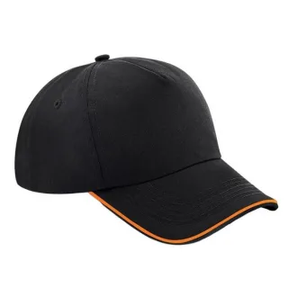 Beechfield Unisex Authentic 5 Panel Baseballkappe Für Erwachsene (Schwarz/Orange)