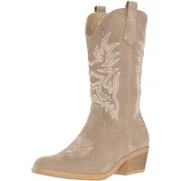 Salinyang Damen Cowboy Boots in Wildlederoptik mit Stickerei Western Stiefel