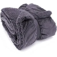 Wohndecke Flauschige Cord Kuscheldecke Sherpa Fell Sofadecke, heimtexland, 150x200 I extra dick I warm I kuschelig weich I fusselfrei