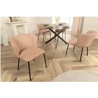 riess-ambiente Esszimmerstuhl LYON rosa/schwarz - Cord-Bezug, Metall, Scandi, Polster, gemütlich (Einzelartikel, 1 St), Retro trifft Modern - ideal für Wohn- und Esszimmer oder Küche