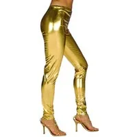 Metamorph Kostüm Leggings gold-metallic, Hautenge Hose für Disco Dancer im dekandenten Design!
