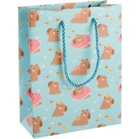 Idena Tragetasche Idena Geschenktasche Capybara blau 25x34x9cm 250g