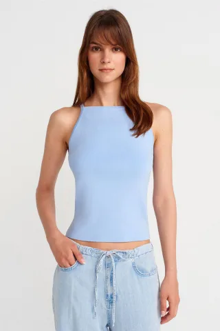 Slim Fit Halter-Strickbluse mit Schleifendetail