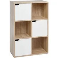 Mondeer Bücherregal Aufbewahrungsregal, Bücherschrank, Regal aus Holz, Sechs Fächer mit 3 Türen
