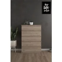Home affaire Kommode Naia, Aufbewahrung, 5 Schubladen, Matt-Optik, grifflose Front, Modern, skandinavisches Design, in mehrere Farben, Hoch