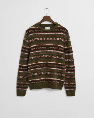 GANT - Fair Isle Rundhalspullover country green - Gr. - XL