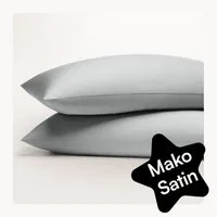 Seralino Kissenbezüge Mako Satin Kissenbezug (100% Bio Baumwolle) weich, hautfreundlich, (2 Stück), Fairtrade/ GOTS zertifizierte uni Kissenhülle mit Reißverschluss