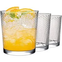 KONZEPT Gläser-Set Transparente Trinkgläser Set 365 ml 6 Stk. Stapelbar, 6-tlg., 6-teilig, Strukturierte Gläser Ideal für Wasser, Saft, Milch