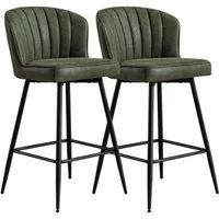 WAHSON OFFICE CHAIRS Barhocker 2er-Set PU-Leder Barhocker mit Metallbeinen