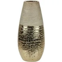 I.GE.A. Dekovase Blumenvase (1 St), Dekovase Zylindervase silber weiß glänzend Blumenvase Modern Tischvase