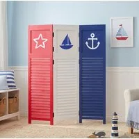 Homestyle4u Paravent Raumteiler Holz Trennwand Sea Sichtschutz Indoor faltbar Motiv Meer (3-teilig), maritim