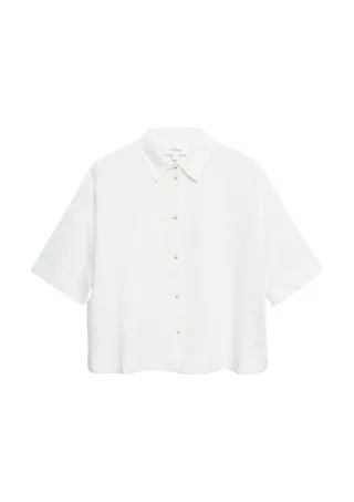 s.Oliver Red Label - Kurz geschnittene Halbarm-Bluse im Boxy-Fit weiß - Gr. - 34