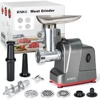 KNKA PRO Fleischwolf Elektrischer Fleischwolf mit Wurstfüller, 3 Lochscheiben (4, 6, 15mm), Vor-und Rücklauf, 2 Leistungsstufen, für Fleisch, Kebbe, Gemüse, Salat