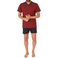 Normann Pyjama Herren kurzarm Schlafanzug Shorty Pyjama mit V-Hals