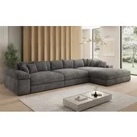 Luxusbetten24 Sofa Designer Sofa Bernardo L Maxi in Cord, mit breiter Ottomane