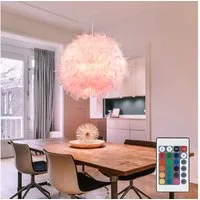 GLOBO LIGHTING Hängeleuchte, Leuchtmittel inklusive, Farbwechsel, Warmweiß, Hänge Leuchte weiß Fernbedienung Feder Pendel Kugel Lampe
