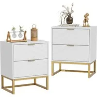UEV Nachttisch 2er Set, Nachtkommode mit Schubladen (Nachtschrank mit 2 Schubladen für Kinderzimmer/Schlafzimmer/Wohnzimmer), kleine Beistelltisch Sofatisch mit Kippschutz