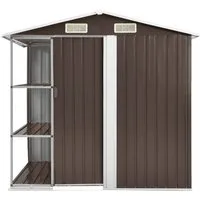 vidaXL Gartenhaus Gartenhaus mit Regal Braun 205x130x183 cm Eisen