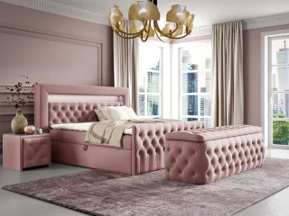 Boxspringbett Schlafzimmerbett ERNESTO Nr.4 180x200cm in Elisa Velvet Altrosa