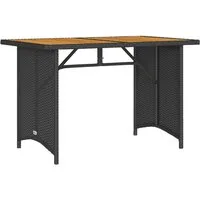 vidaXL Gartentisch Gartentisch mit Holzplatte Schwarz 110x68x70 cm Poly Rattan (1-St)