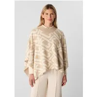 comma Poncho Indoor-Poncho Strick-Poncho mit Logo-Muster