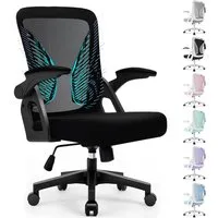 Milacyee Bürostuhl Ergonomischer Bürostuhl mit 90° klappbaren, gepolsterten Armlehnen (Höhenverstellbarer Atmungsaktiv Chefsessel mit geräuscharmen Rollen,Drehstuhl mit dynamische Rückenstütze), Platzsparend, Atmungsaktives Mesh, 150 kg Belastbarkeit