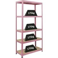 PROREGAL® Regal Wohnregal PINK LADY 180x90x40cm Fachlast 175kg 5 Ebenen Pink, Hochwertiges Wohnregal Küchenregal Kelleregal aus Metall